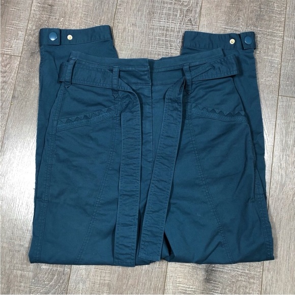 ANTHROPOLOGIE Belted Trousers blue Size 2 high rise - Picture 4 of 8